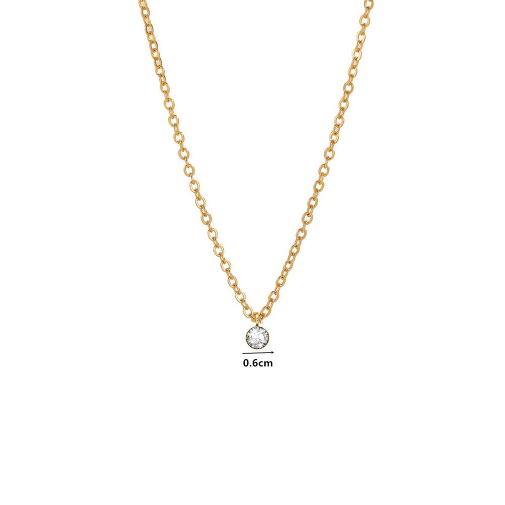 Нежное круглое бриллиантовое колье - Золото 18 карат Стальная титановая ключичная цепочка