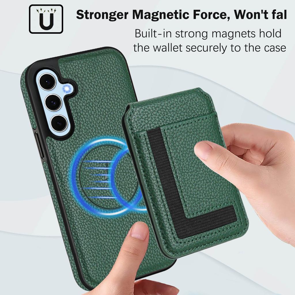 For Samsung Galaxy S24 Magnetic Case TPU + PU Leather Phone Back Cover with Detachable Card Holder