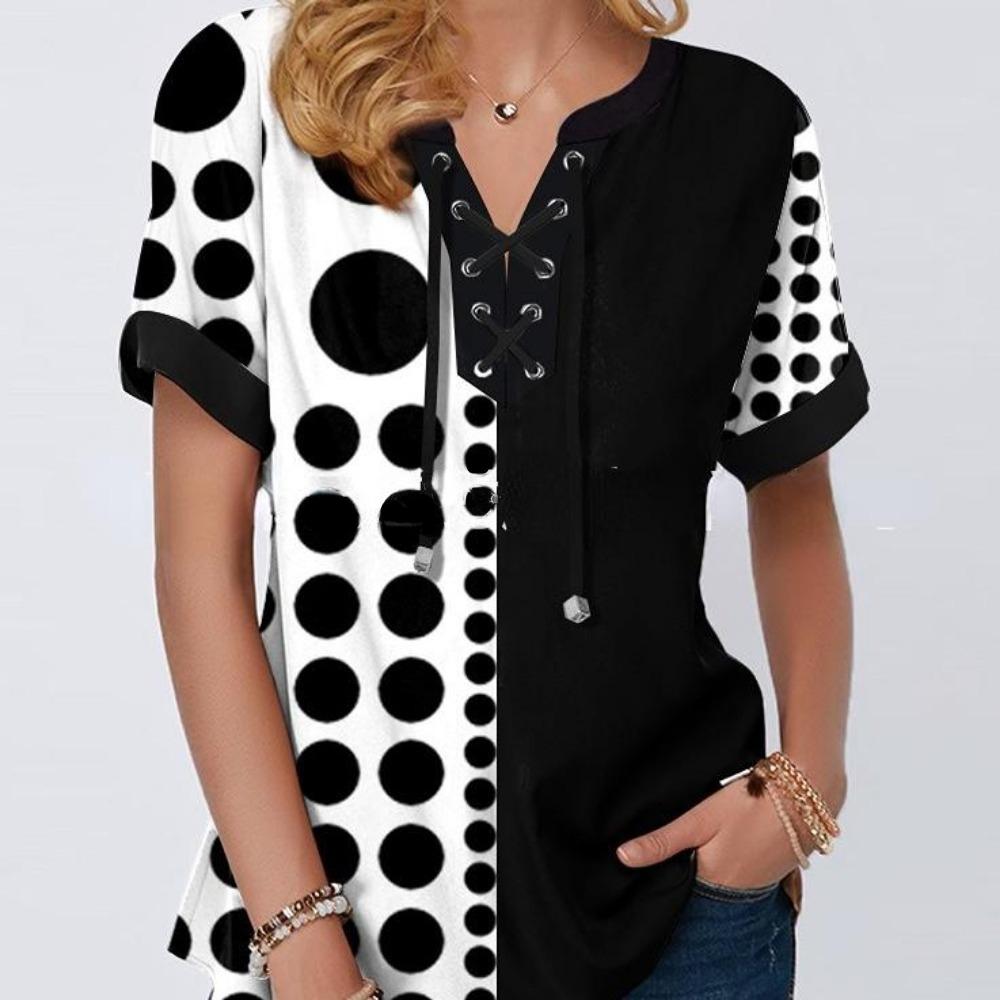 Женская футболка с цветочным принтом и коротким рукавом, повязка с крестом и v-образным вырезом, свободная футболка, женские топы больших размеров, летние футболки, одежда