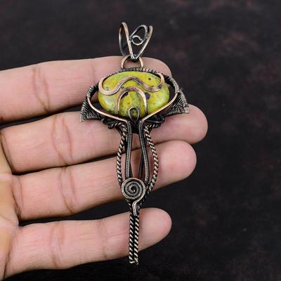 Подвеска из драгоценного камня стихтит, подвеска из медной проволоки, ювелирное изделие ручной работы, совершенно новый кулон в подарок для женщин, ювелирные изделия из меди, подвески из камней по дате рождения
