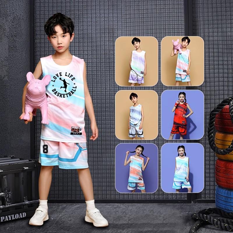 Children's jerseys Basketball girls and boys game training clothes set Summer children's 4-12 years old primary school vest team clothes