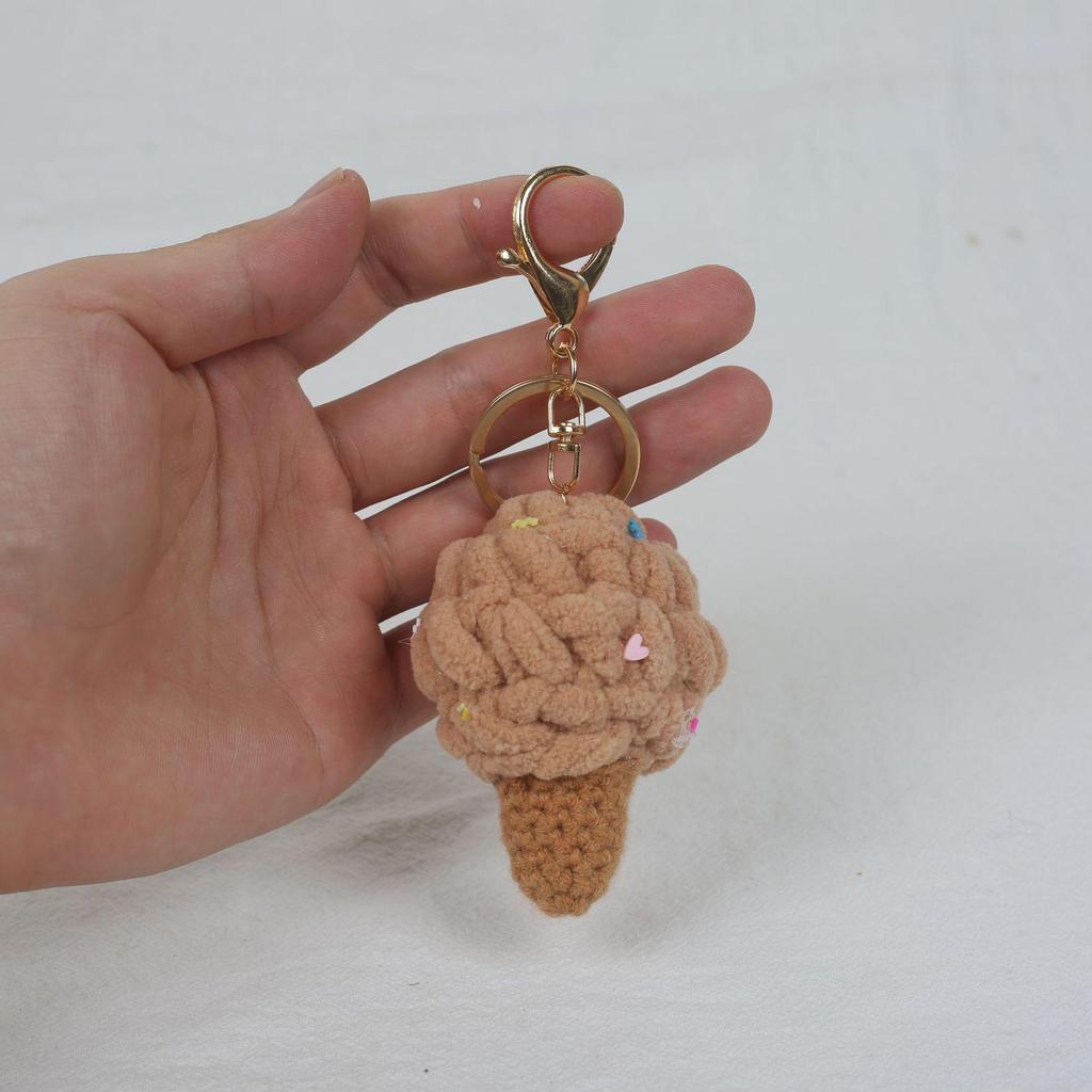Cute Ice Cream Pompon Keychain Bag Charm for Kids