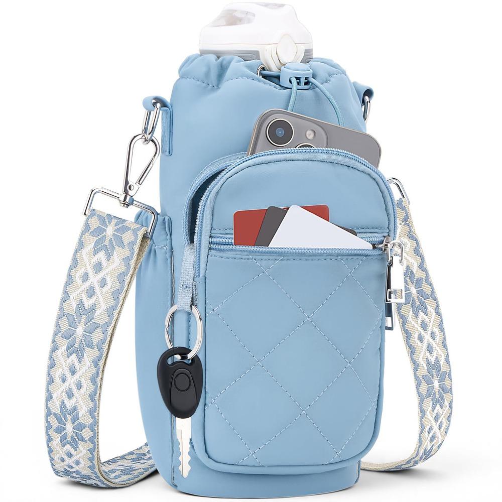 Water-resistant Water Bottle Bag RFID Blocking Insulating Cup Sleeve Sling Purses Gym Accessories