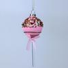 Glass shaped bauble - Pink Cake pop with sprinkles, cookie lollipop 13x5x5 cm