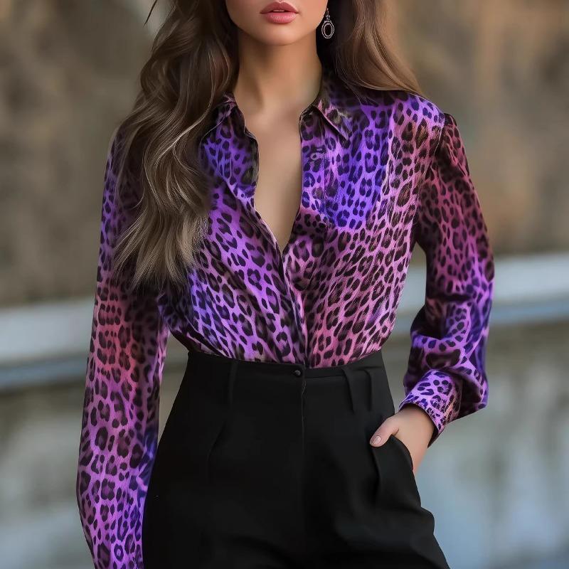 New Spring and Summer Printed Zebra Print Spring and Autumn Casual Loose Shirts Women's Button Tops