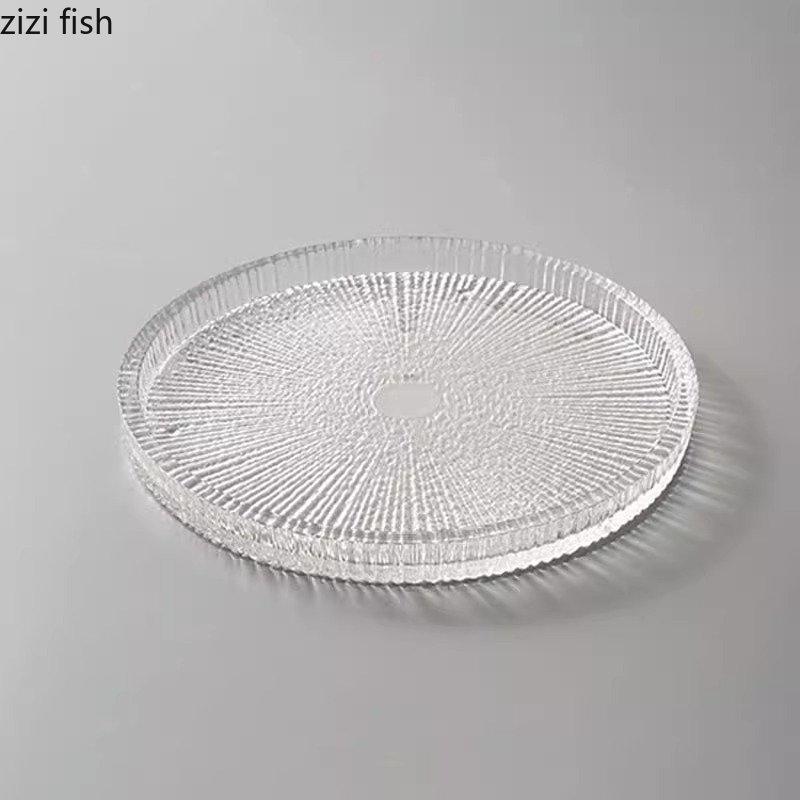 Transparent Glass Dinner Plate Restaurant Creative Flat Plate Dessert Plate Snack Plates Pasta Salad Plates Special Tableware