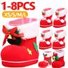 1-8PCS Red Mini Christmas Boots Xmas Tree Decoration Sugar Candy Package Christmas Decoration Christmas Gift Box Boots Bag