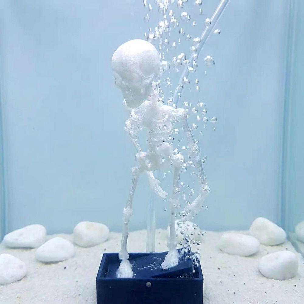 Plastic Fish Tank Dance Skull Ornament 3D Printed Dynamic Skeleton Bubbler Aquariums Enthusiasts
