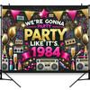 Фотофон для ретро-вечеринки 1984 года - Фон из полиэфирного волокна, Декорация неоновым светом, Украшения для вечеринки