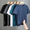 High-Elastic Ice Silk Quick-Dry Men's Running T-Shirt: Lightweight, Breathable, Moisture-Wicking, Short-Sleeve, Round Neck Design.