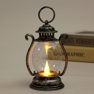 Винтажный фонарь Портативный кемпинговый фонарь с эффектом пламени Встроенная светодиодная лампа с питанием от батареи Для украшения бара ресторана