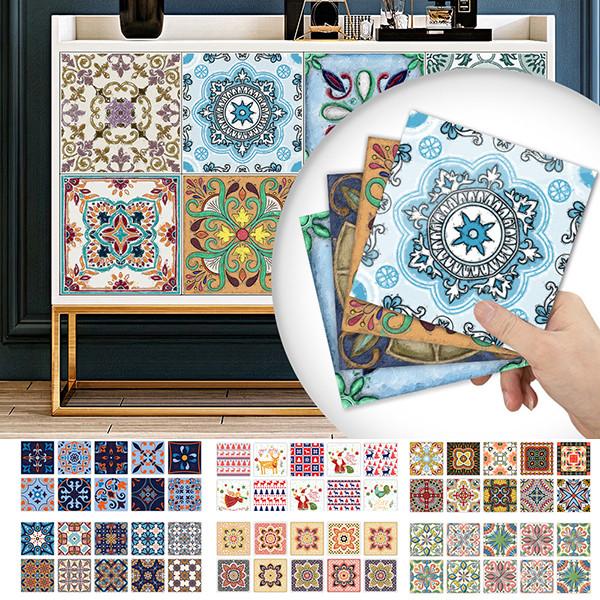 PVC Self-adhesive Sticker Waterproof DIY Tile Sticker Furniture Bathroom Kitchen Wall Stickers Removable Tile Stickers