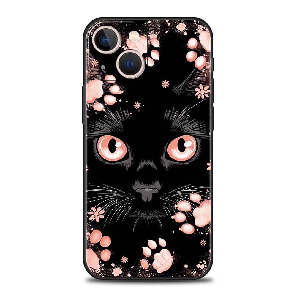 Милый Чехол для Телефона с Кошкой Для iPhone 16 13 15 14 12 11 Pro MAX XR X SE XS 7 8 Plus Мягкий ТПУ Чехол-Оболочка