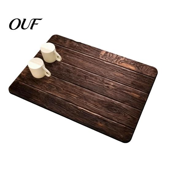 Protective Heat Insulation Mat 3D Wood Grain Dish Drying Mat, Diatom Mud Absorbent for Multi Purpose Kitchen Counter, Non-slip Resistant Cup