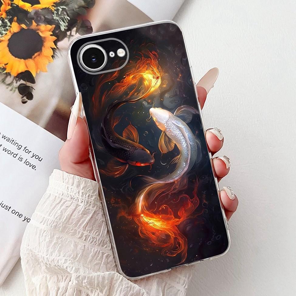 Clear For iPhone 16e A3212 A3409 A3410 A3408 Cover For iPhone 16e Case Fashion Luxury Flowers Cute Funny Painted Soft Bumper
