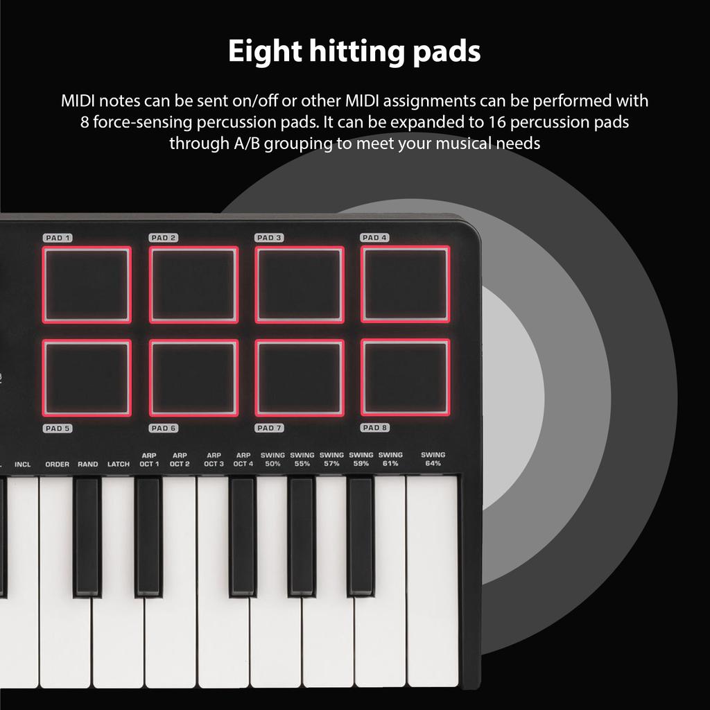 MIDI Keyboard Controller Beat Maker Machine 25 Keys MIDI Keyboard Portable Arranging Strike Pad