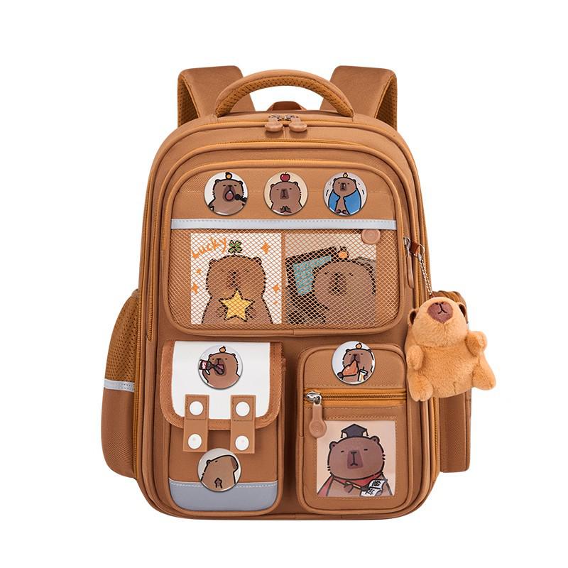 Школьный рюкзак капибары: Вместительный рюкзак, снижающий нагрузку, для 1-6 классов, идеально подходит для мальчиков и девочек