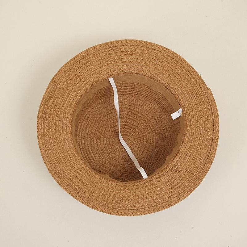 Детская соломенная шляпа для мальчиков и девочек, солнцезащитная шляпа, кожаный ремень, украшение