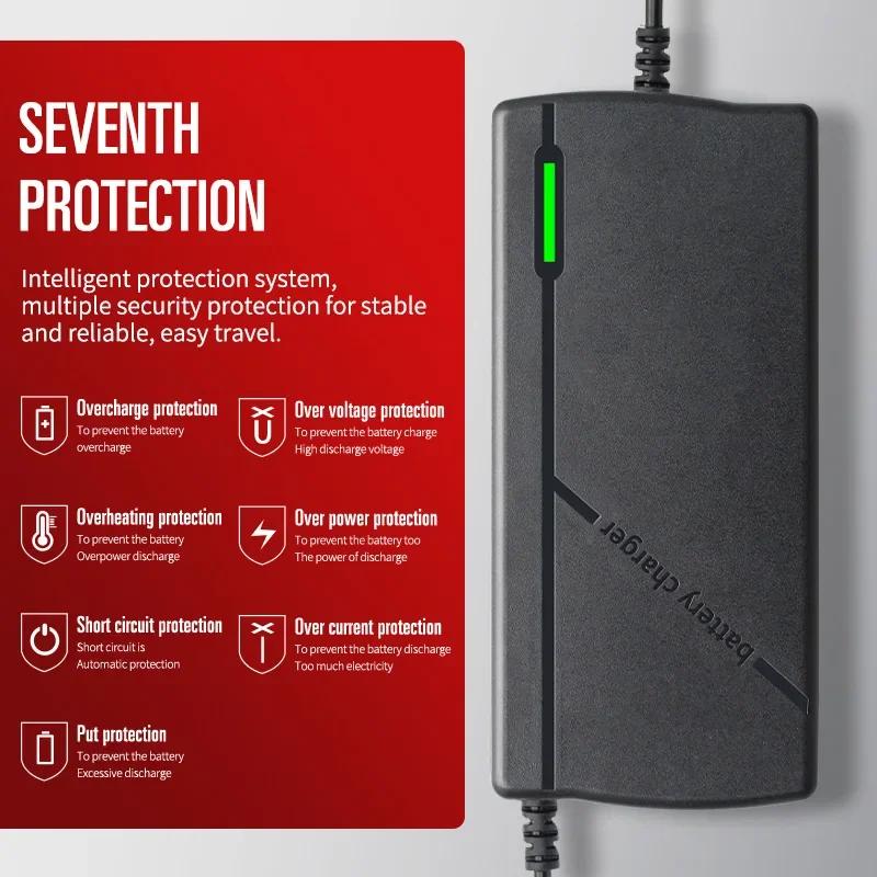 12 В 24 В 36 В 48 В 60 В 72 В зарядное устройство 2 А 3 А 5 А литий-ионный аккумулятор зарядное устройство 42 В 54,6 В 5 А интеллектуальная быстрая зарядка EU вилка с охлаждающим вентилятором