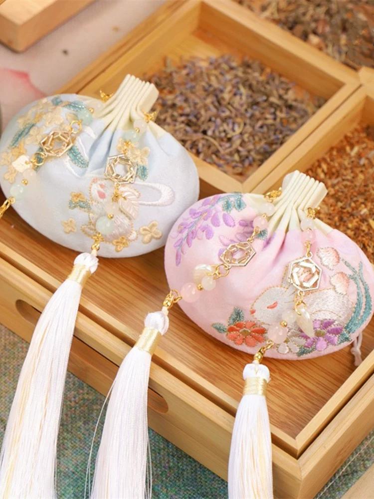 [Jinxi Pavilion] Qian Li Embroidery Perfume Bag Rabbit Sachet Embroidery Ancient Style Blessing Portable Hanging Decoration Hanfu Pouch