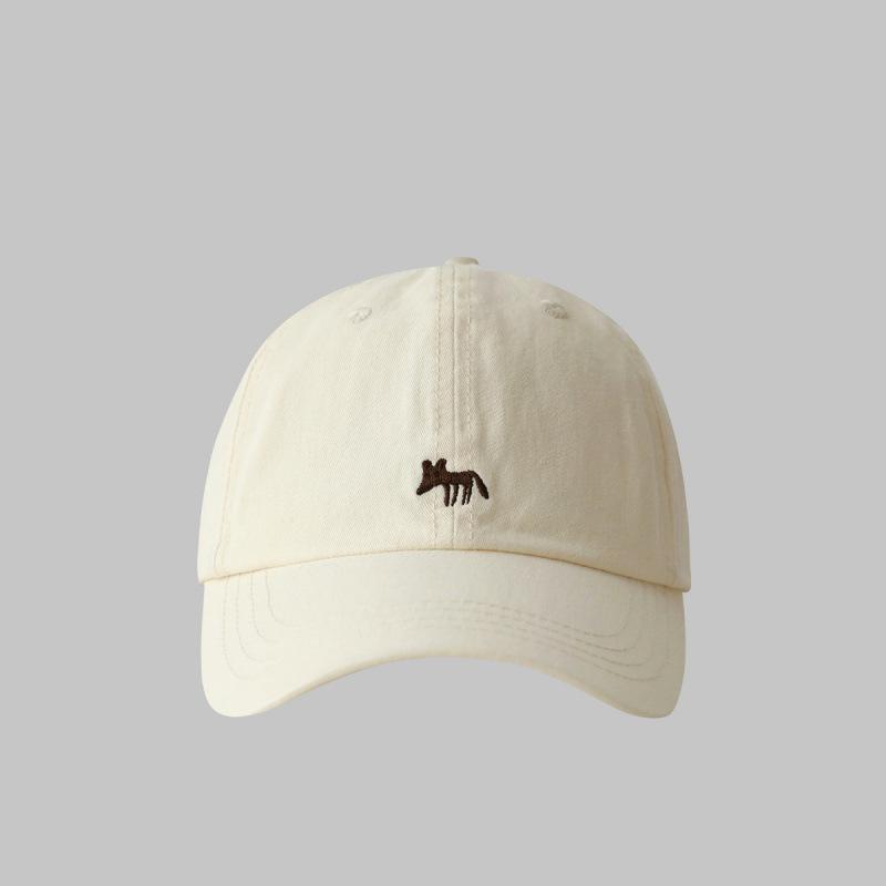 Little Fox Embroidered Baseball Cap Men's and Women's Spring and Summer Couples Sunscreen Sun Hat Soft Top Big Head Circumference Peaked Cap
