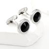 High Grade Men's Zircon Luxury Zircon Cufflinks Classic Round Shirt Cuff Buttons Alloy Wedding Suit Accessories Business Gift