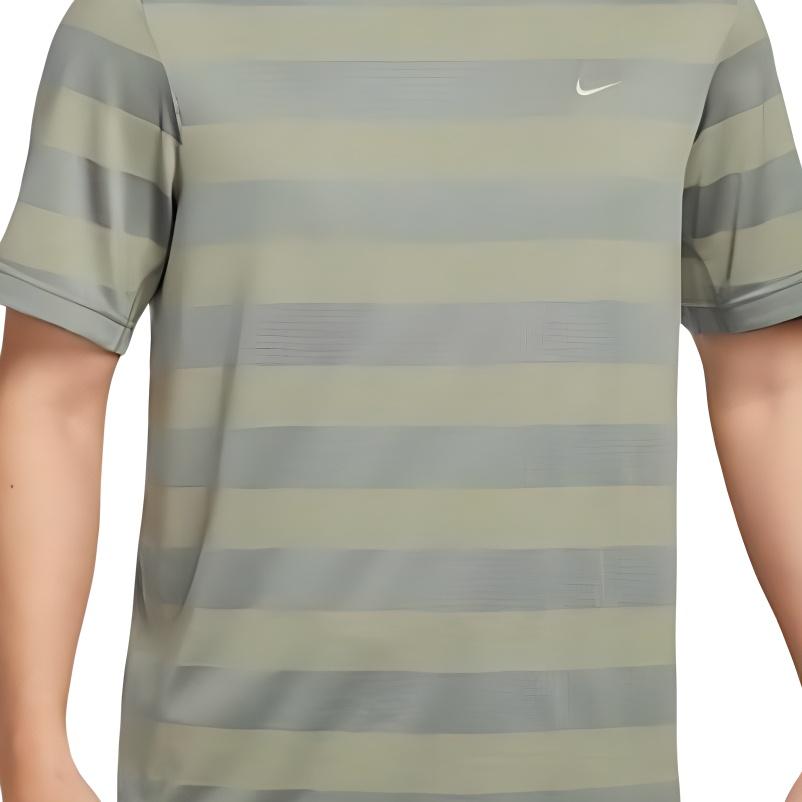 Nike Основная футболка Ss Ext Спортивная в полоску Дышащая с коротким рукавом Мужские топы Зеленый Серый HJ3152320
