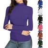 Women's Fashionable Casual Long-Sleeved Knit Top, High-Neck Solid Color, Semi-High Neck,Slim Fit, Stretchy Top.