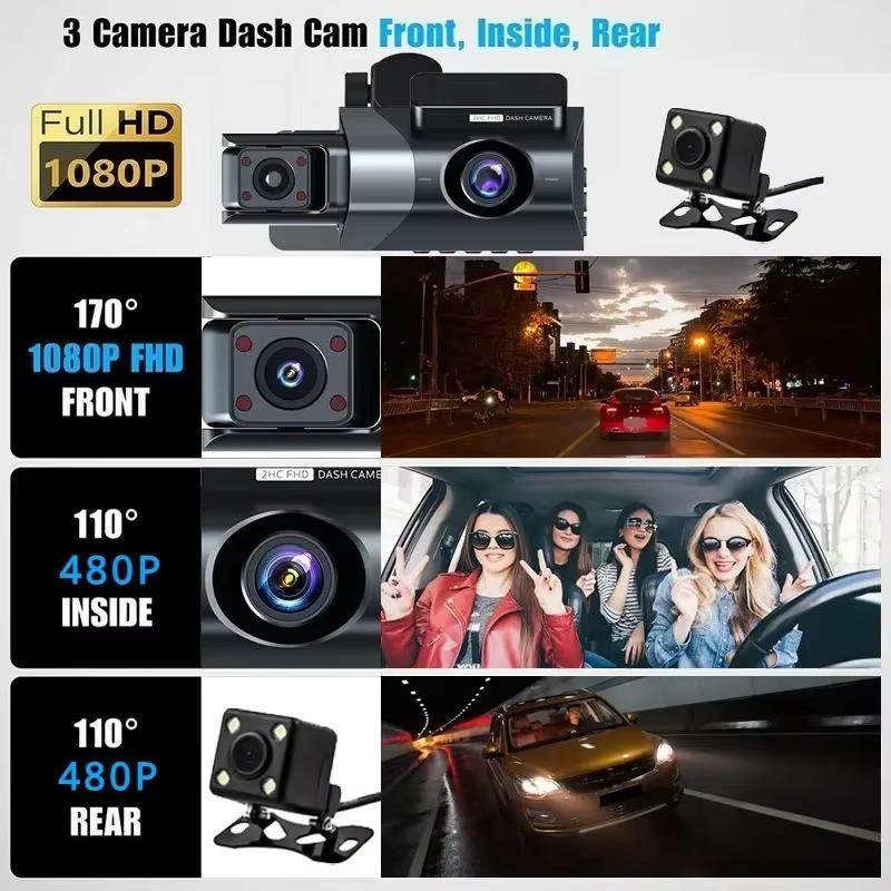 Новая автомобильная камера с датчиком движения Black Box Dash HD 1080P Cam Dashcam G-Sesor 360 ° Lens Rotation DVR 3 дюйма с WiFi Night Vision