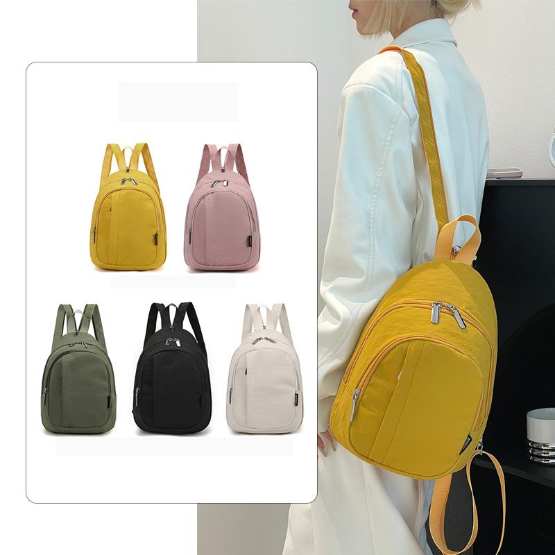 Women's Large Capacity Backpack Nylon Schoolbag Multi-Function Chest Bag