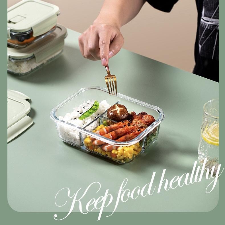 Набор стеклянных ланч-боксов, контейнеры для хранения продуктов с герметичной крышкой, стеклянный ланч-бокс для обеда дома, кухни, офиса