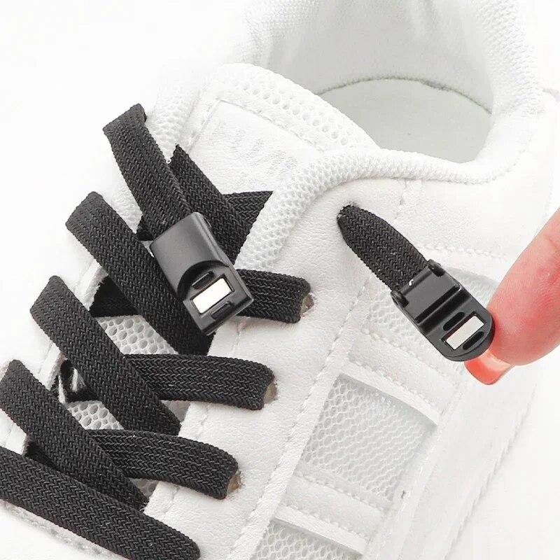 1Pair Magnetic Elastic Laces Sneakers Shoelaces Lock No Tie Shoe Laces Without Ties Double-layer Kids Adult Shoes Accessories