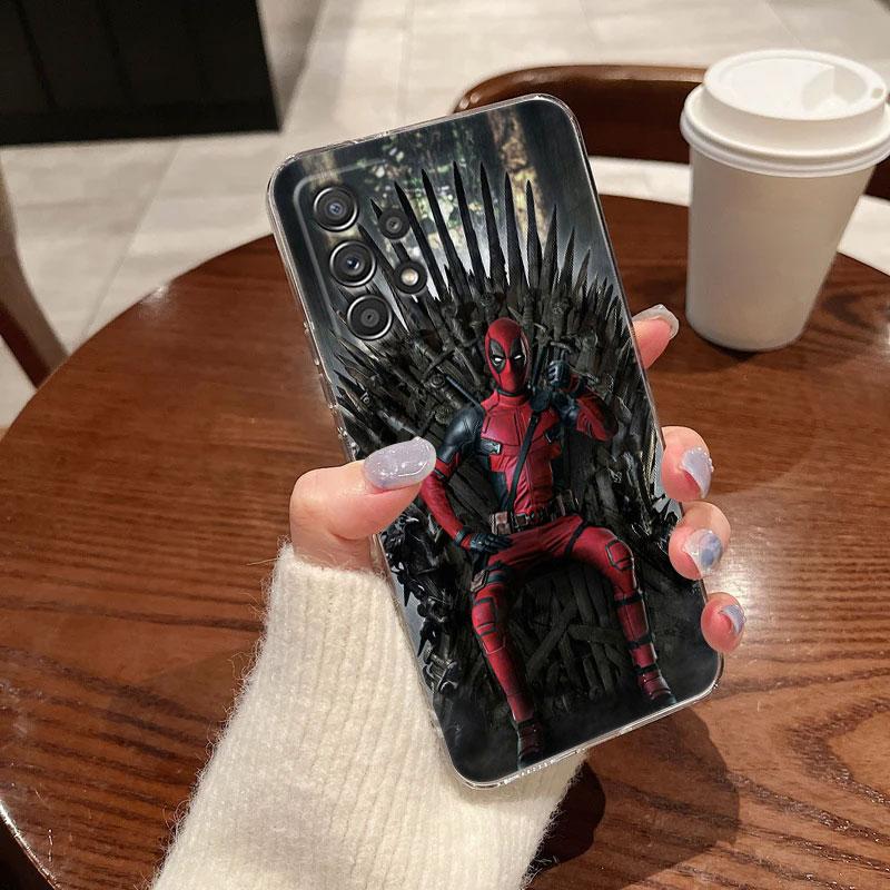 Marvel Дэдпул Смешной Прозрачный Чехол Для Samsung Galaxy A57 A37 A56 A36 A55 A54 A35 A26 A07 A17 A16 A06 A36 A15 Мягкий Чехол Дэдпула