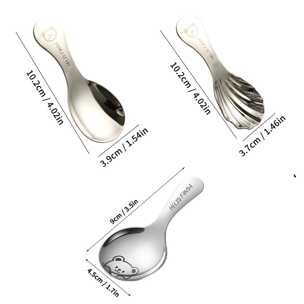 Милая ложка для соли из нержавеющей стали 304, детская десертная ложка с короткой ручкой, ложка для мороженого, кухонный мини-совок для приправ