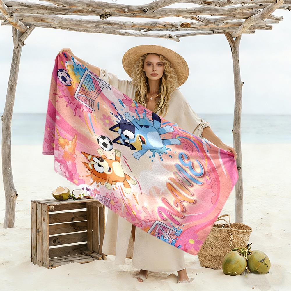Soccer Fun Customize Text Beach Towel Super Soft & Absorbent Suitable for Sports Travel Swimming Yoga Bathroom Beach And Pool
