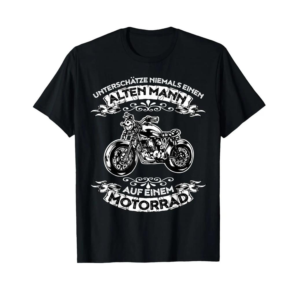 Never Underestimate An Old Unisex On A Motorcycle T Shirt Black Vintage Homme Comfortable Fashion Slightly Designer Clothes