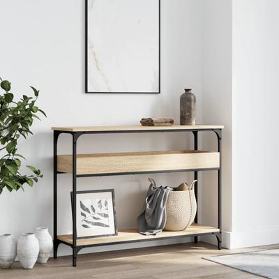 Console Table with Shelf Sonoma Oak Finish 100 X 29 X 75 Cm Engineered Wood
