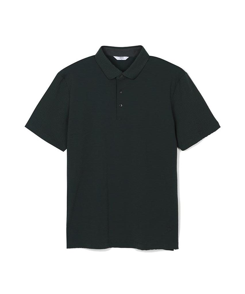 NOTIG Wool Poly Collared Short Sleeve T-Shirt Green_Oks1T1Ts105E1
