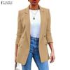 Women Turn Down Collar Long Sleeve Casual Thin Cardigan Tops