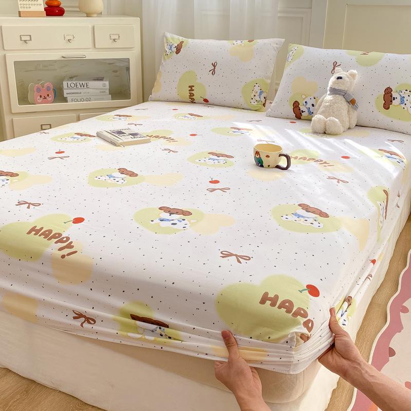 Постельная простыня на резинке из 100% хлопка класса А для мамы и малыша в свежем стиле - Наматрасник из стиранного хлопка Набор из трех предметов