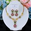 European and American Palace-style, Luxurious Floral Jewelry Set Featuring Colorful Cubic Zirconia Necklaces and Earrings, Perfect for Brides and