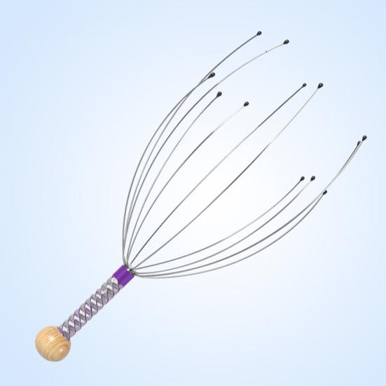 Массажер для головы Осьминог из нержавеющей стали Массажный коготь для мозга Скребок для кожи головы С гравировкой Расслабитель для головы Стимулирует кровообращение Снимает мышечное напряжение