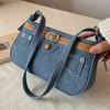 Retro Patchwork Denim Bags for Women Small Square Bag Simple Blue Shoulder Bags Fashionable Korean Niche Female New