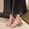2024 New Women's High Heels Crystal Rhinestone Slippers Summer Fashion Sexy Party Women's Shoes Open Toe Slippers Zapatos Mujer