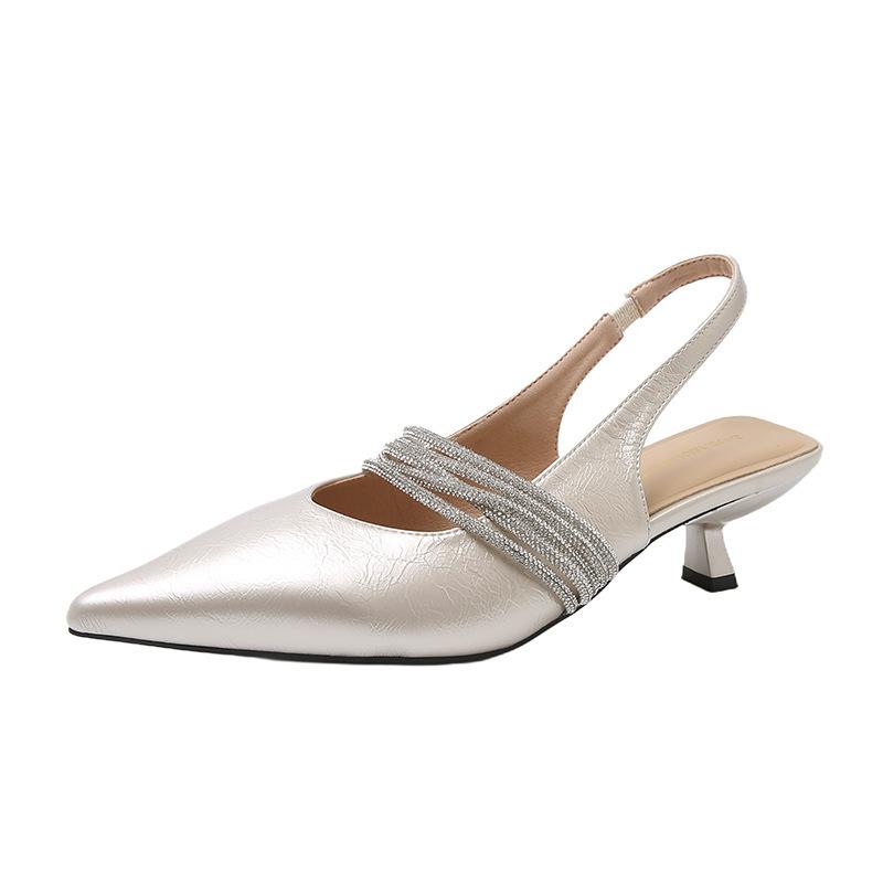 Модные темпераментные босоножки на тонком каблуке со стразами, женские летние новые туфли-лодочки в стиле знаменитостей высокого класса