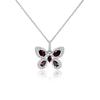 Butterfly Design Silver Pendant Necklace with Natural Red Garnet Gemstones 925 Sterling Silver Fine Jewelry for Women Girls Nice Birthday Gift