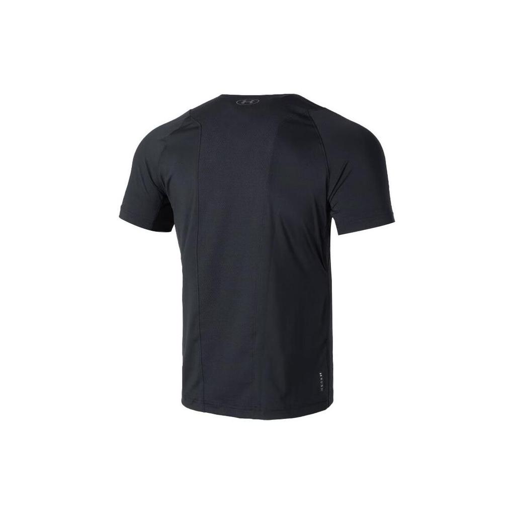 Under Armour Футболка Solid RUSH Technology для бега и тренировок, быстросохнущая, прохладная, дышащая, с круглым вырезом, спортивная, с коротким рукавом, мужская, черная 1383700-001