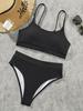 Европейский и американский женский сексуальный волнистый тканевый комплект бикини из двух частей однотонного цвета