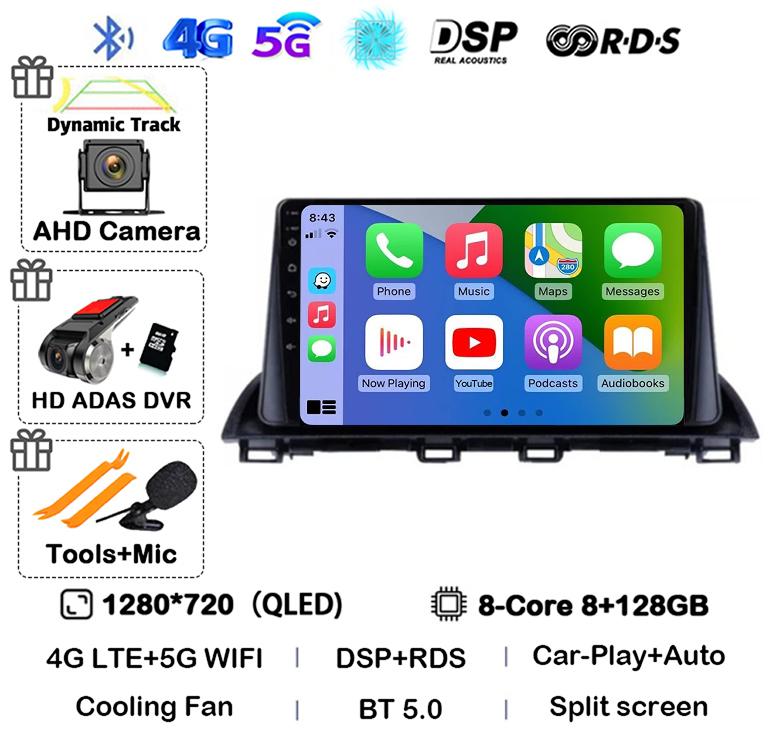 Android 14 Carplay Auto For Mazda 3 Axela 2013 - 2019 Car Radio Multimedia Player GPS Navigation Video Stereo Head Unit 2Din DVD