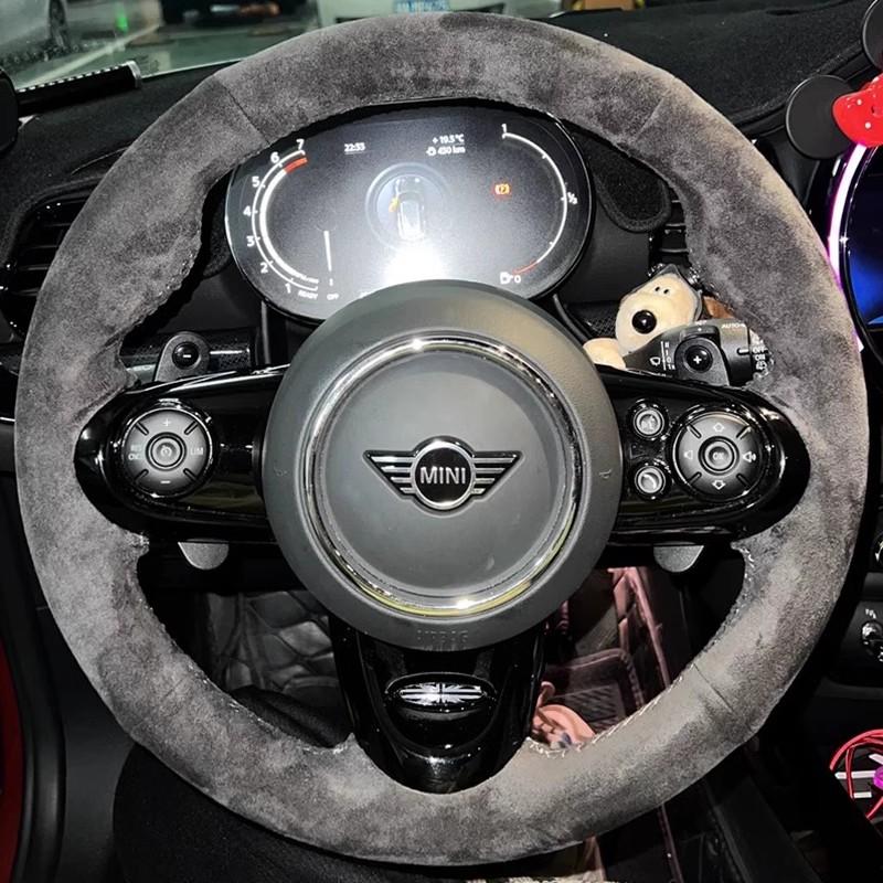 Hand-stitched Suede&leather Full Coverage Car Steering Wheel Cover for Mini Cooper S JCW F54 F55 F56 F57 F60 Countryman